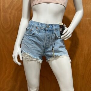 Levi's Premium 501 Original Fit HighRise Distressed Button Fly Womens Shorts W26